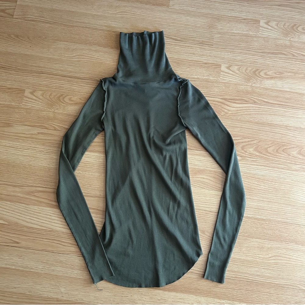 NSF Forest Green Mock Turtleneck Fitted Long Sleeve Top Small